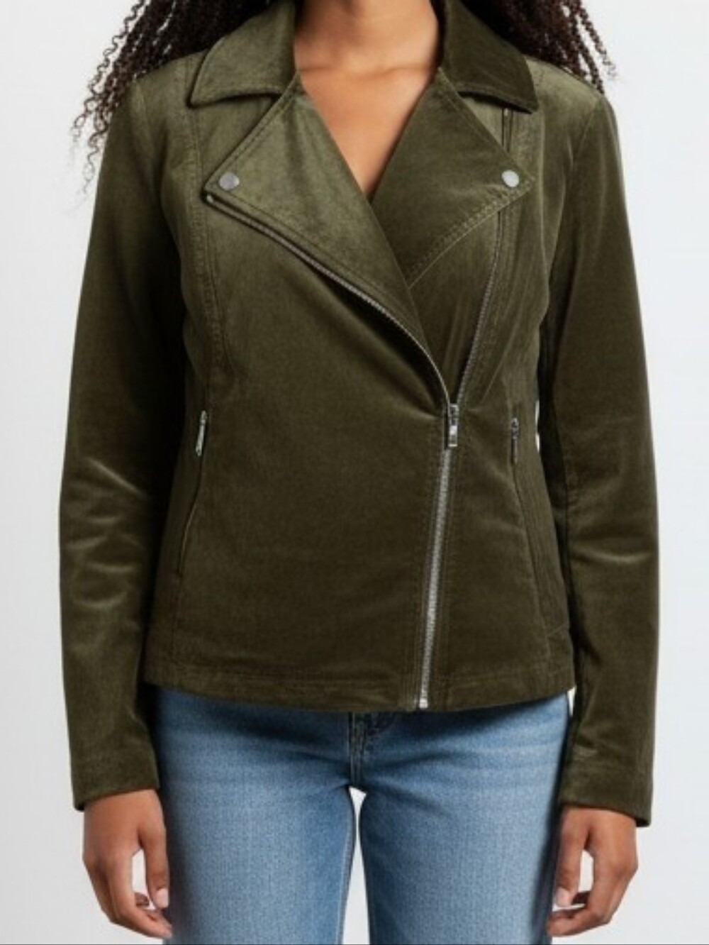 J. Jill Olive Green Corduroy Moto Jacket L